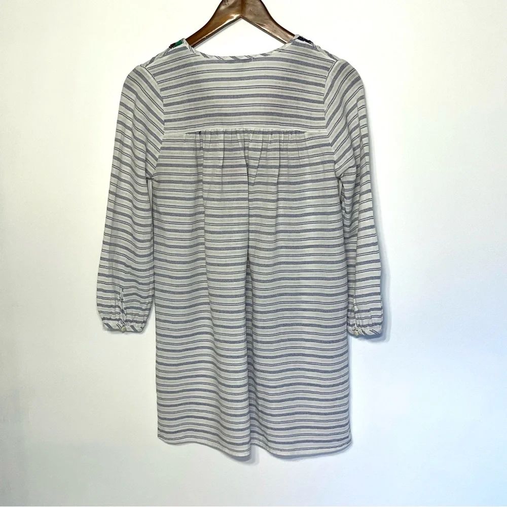J Crew boho embroidered tunic dress mini dress striped, beach, coastal XS